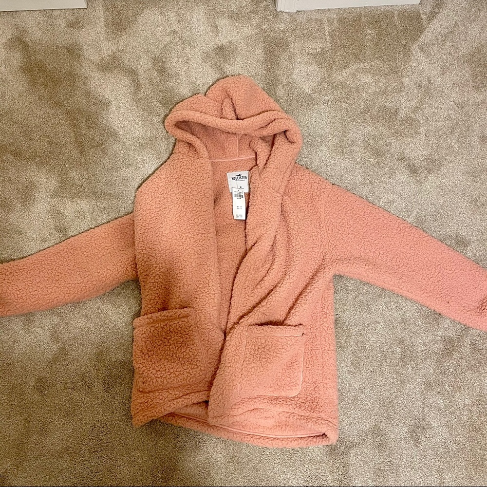 Hollister Pink Teddy Coat Jacket